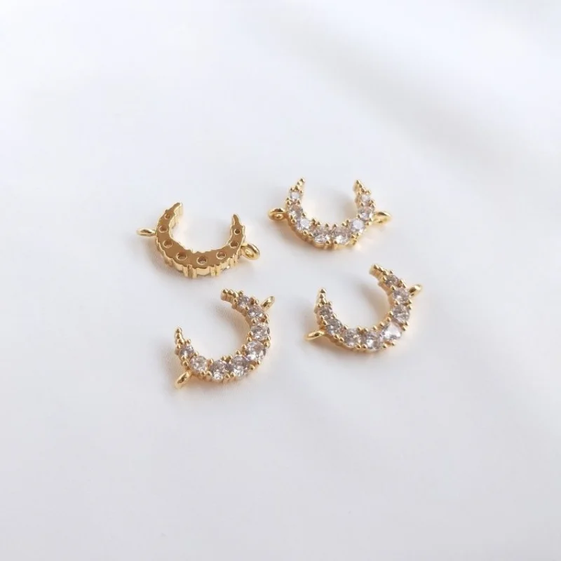 

4PCS 14k Gold Filled Micro Set Zircon Moon Pendant Charms for Jewelry Making Diy Handmade Necklace Bracelet Accessories 10*14mm