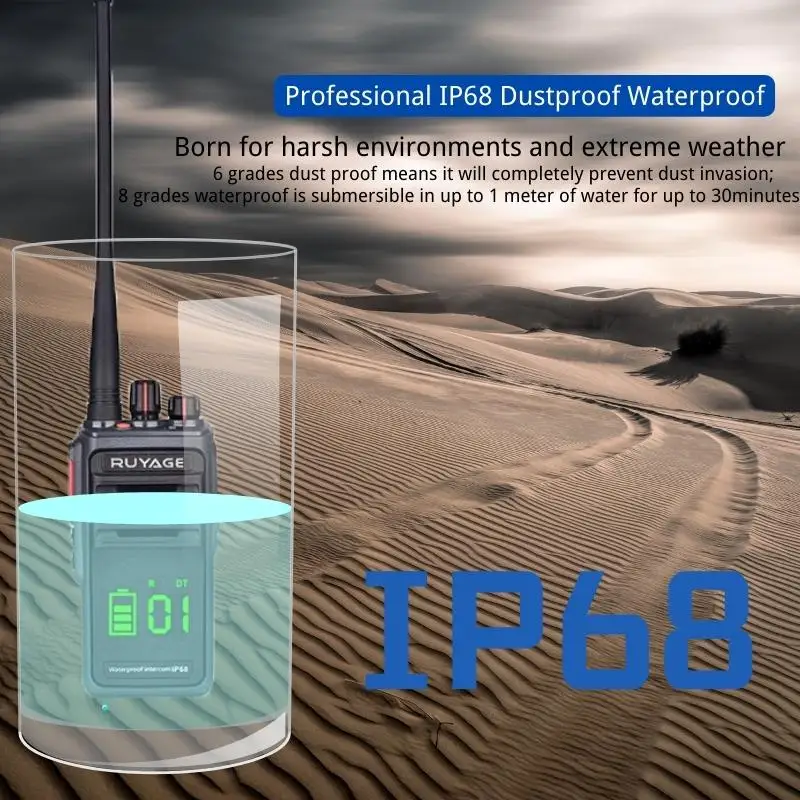 IP68 Waterproof Walkie Talkie Ruyage T20 10W Radio Receiver Long Range Two-Way Radio Station for Factory Farm Warehouse 3KM