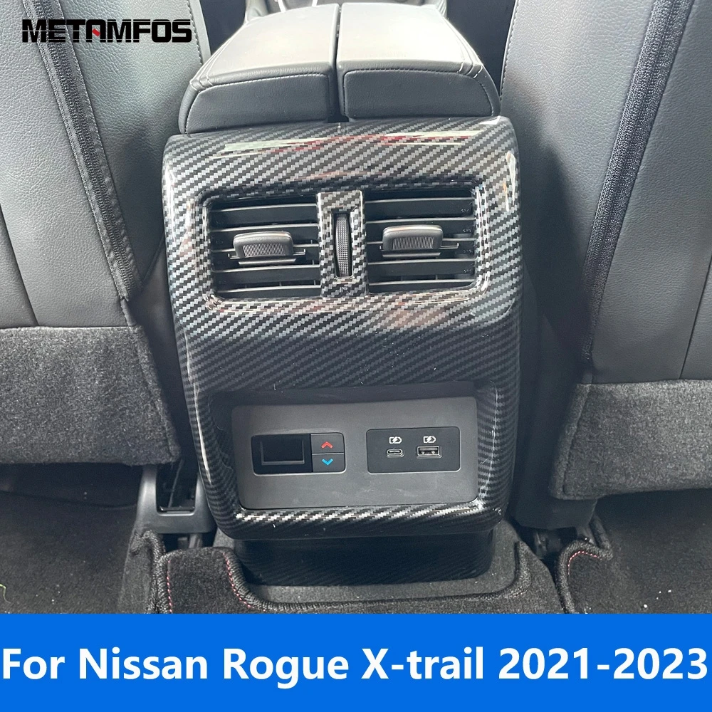 

Подлокотник, коробка для вентиляционного отверстия заднего сиденья, отделка для Nissan Rogue X-trail 2021 2022 2023, аксессуары из углеродного волокна, автостайлинг