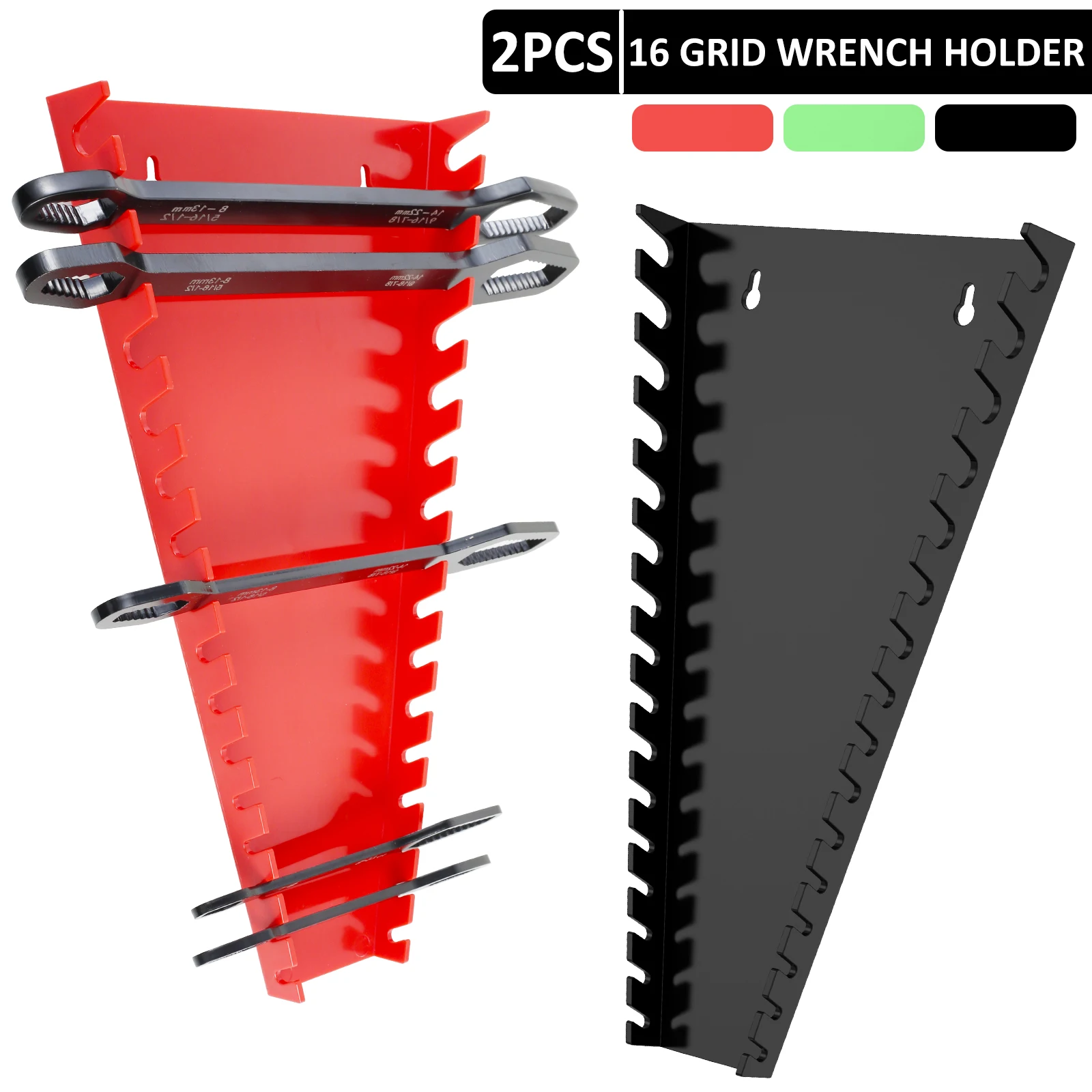 

2Pcs Wrench Organizer Magnetic Wrench Storage Rack Plastic Spanner Tools Holders Standard Spanner Wrench Storage Tools Garage