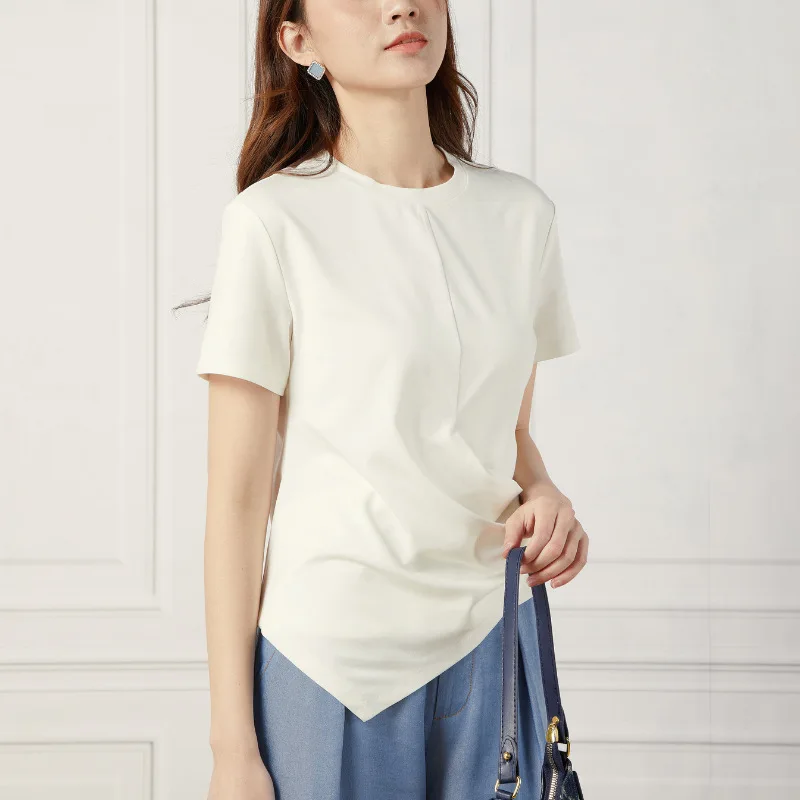 

Summer New Women's Knitted Short Sleeve T-shirt Black