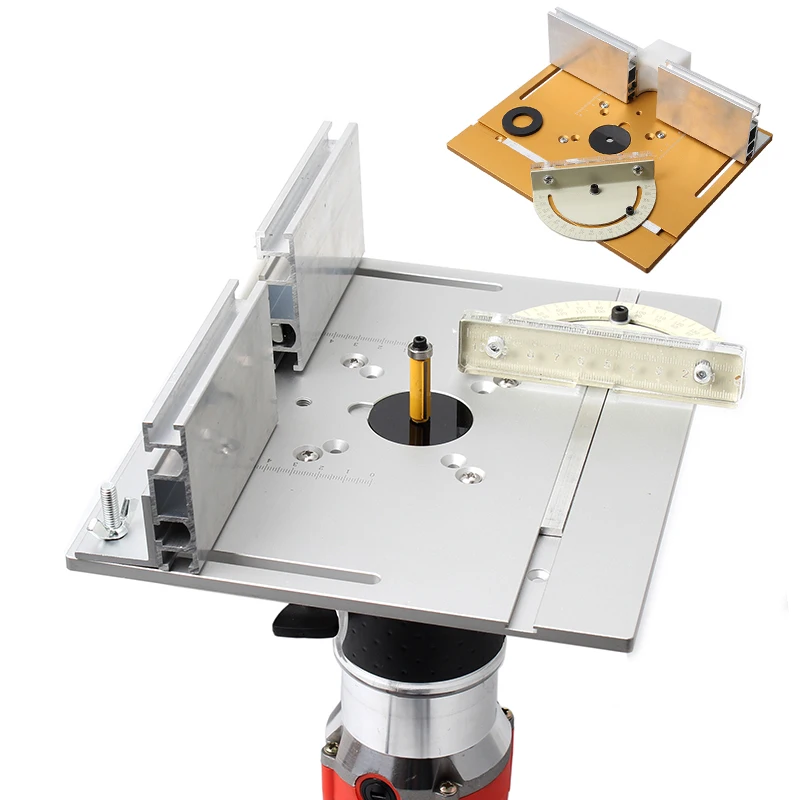New Aluminum Router Table Insert Plate W/Miter Gauge For Woodworking Benches Table Saw Multifunctional Trimmer Engraving Machine enlarge