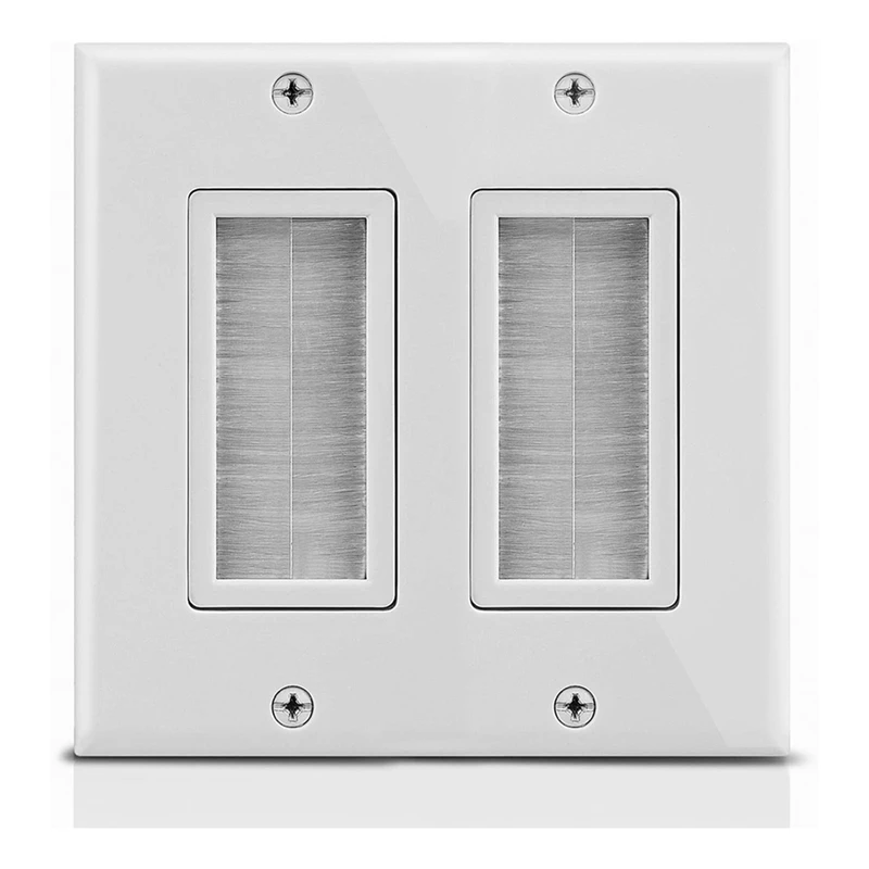 

Best 2-Gang Wall Plate, Brush Style Opening Passthrough Low Voltage Cable Plate In-Wall Installation For Speaker Wires
