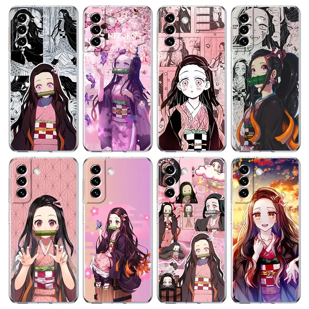 

Nezuko Demon Slayer collage Anime Clear Phone Case For Samsung Galaxy S23 S22 5G S20 Ultra S21 FE 5G S10E S9 S8 S10 Plus Cover