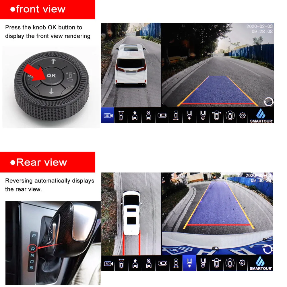 Smartour 2022 Car DVR HD 3.5D 360 Surround View Driving Record Bird Panorama System 4 Camera AHD 1080P For Toyota Alpha |
