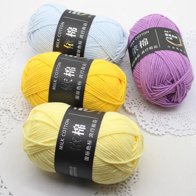 

50g/Set 4ply Milk Cotton Knitting Wool Yarn Needlework Dyed Lanas for Crochet Hat Sweater Dolls DIY Craft Cotton Yarn Knitting