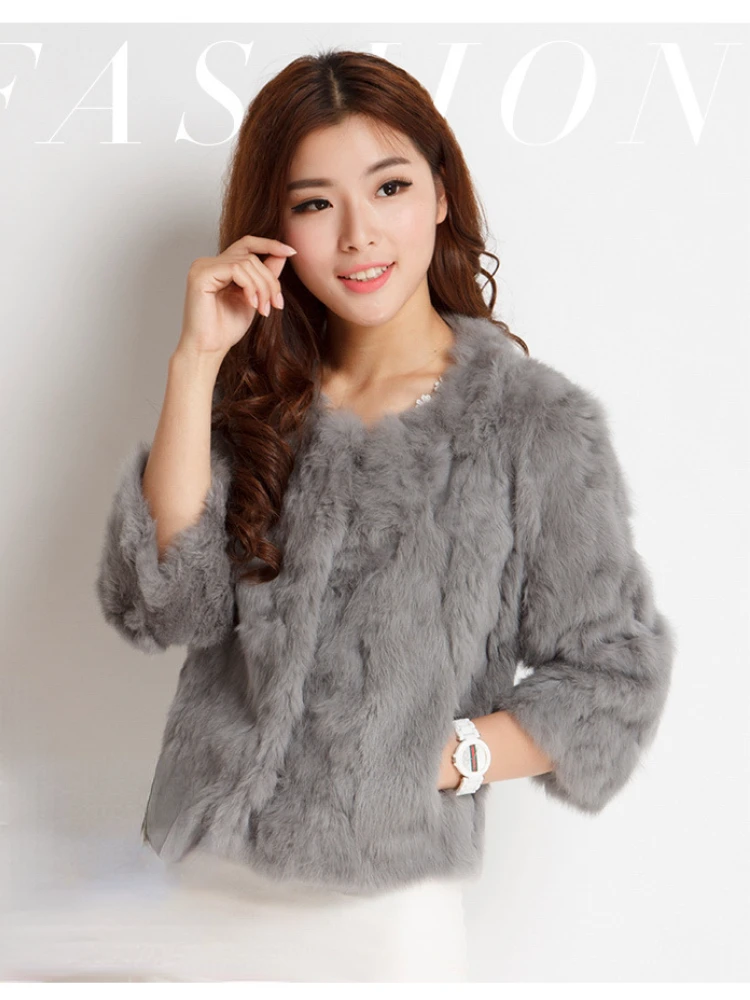 

2022 Autumn and Winter Real Rabbit Fur Coat Female Short Section Slim and Thin Hundred Hitching Tops