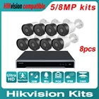 Hikvision совместимый комплект IP-камеры 58 Мп 8 шт. Встроенный микрофон + Hikvision оригинальный NVR DS-7608NI-K28P 8POE 4K система видеонаблюдения