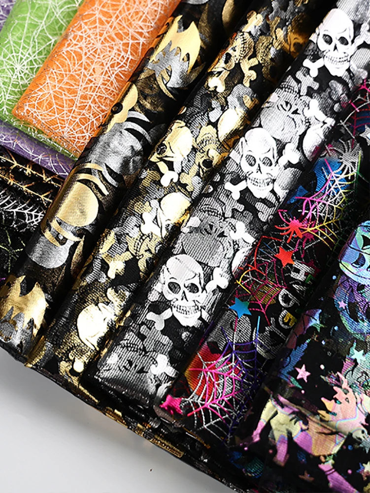 Сетчатая Ткань украшение на Хэллоуин бронзирующий паутина Череп снежинка для