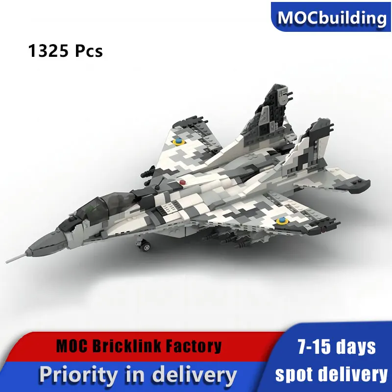 

Assembling Building Block MOC Ukrainian Mig-29 Fighter Jet Model Classic Toy Adult Collect Static Display Gift Compatible With