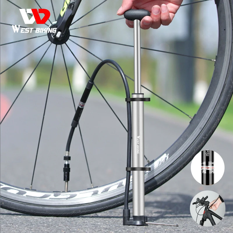 WEST BIKING 140psi High-pressure Bike Pump with Gauge for Fo