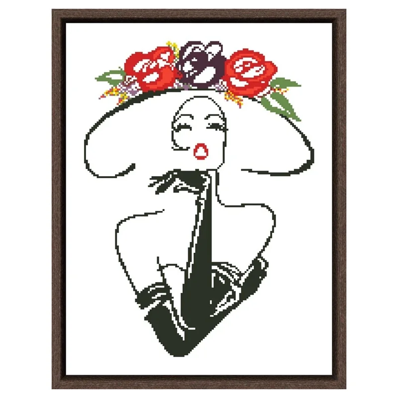 Набор для вышивки крестиком женщин белая хлопковая нить 18/14/11 карат с цветочной