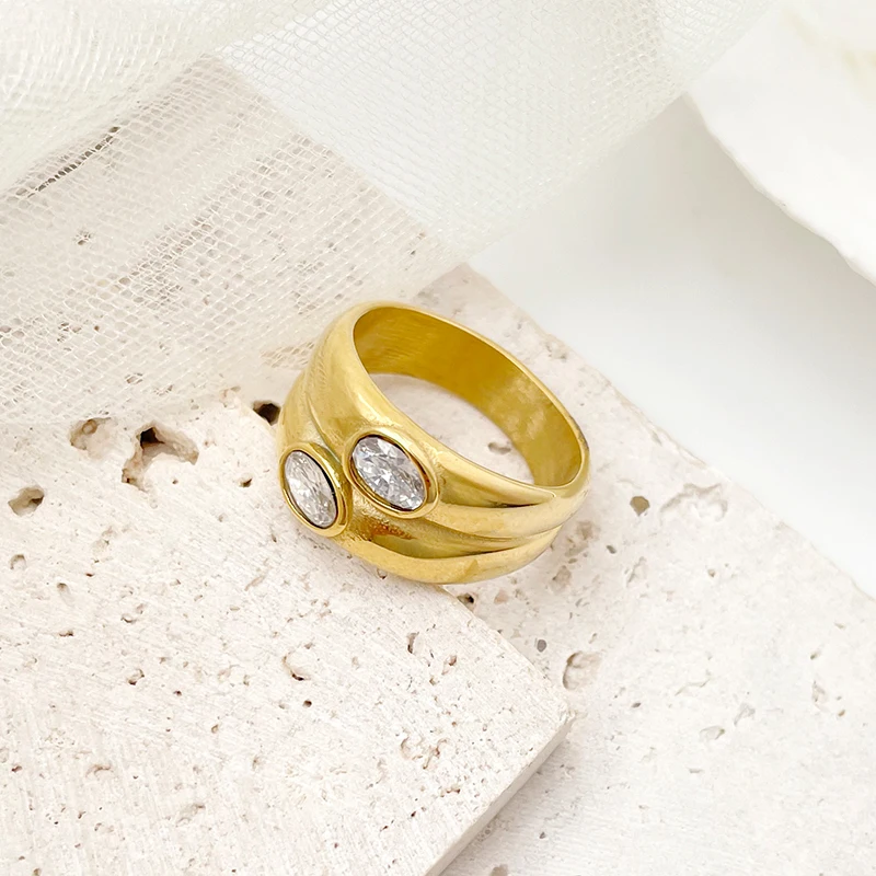 Пара роскошных и модных двухслойных колец из нержавеющей стали во французском