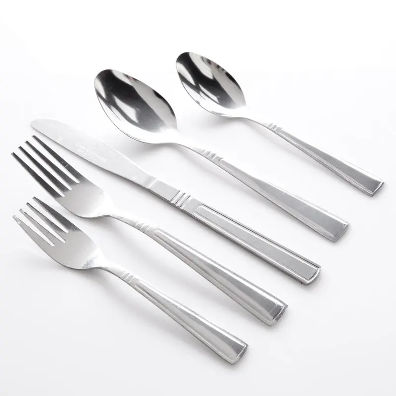 

45-Piece Flatware Set, Tumble Finish Silverware Kitchen cutlery Chopstick set Wood utensil set Travel utensil set Chopsticks Jog