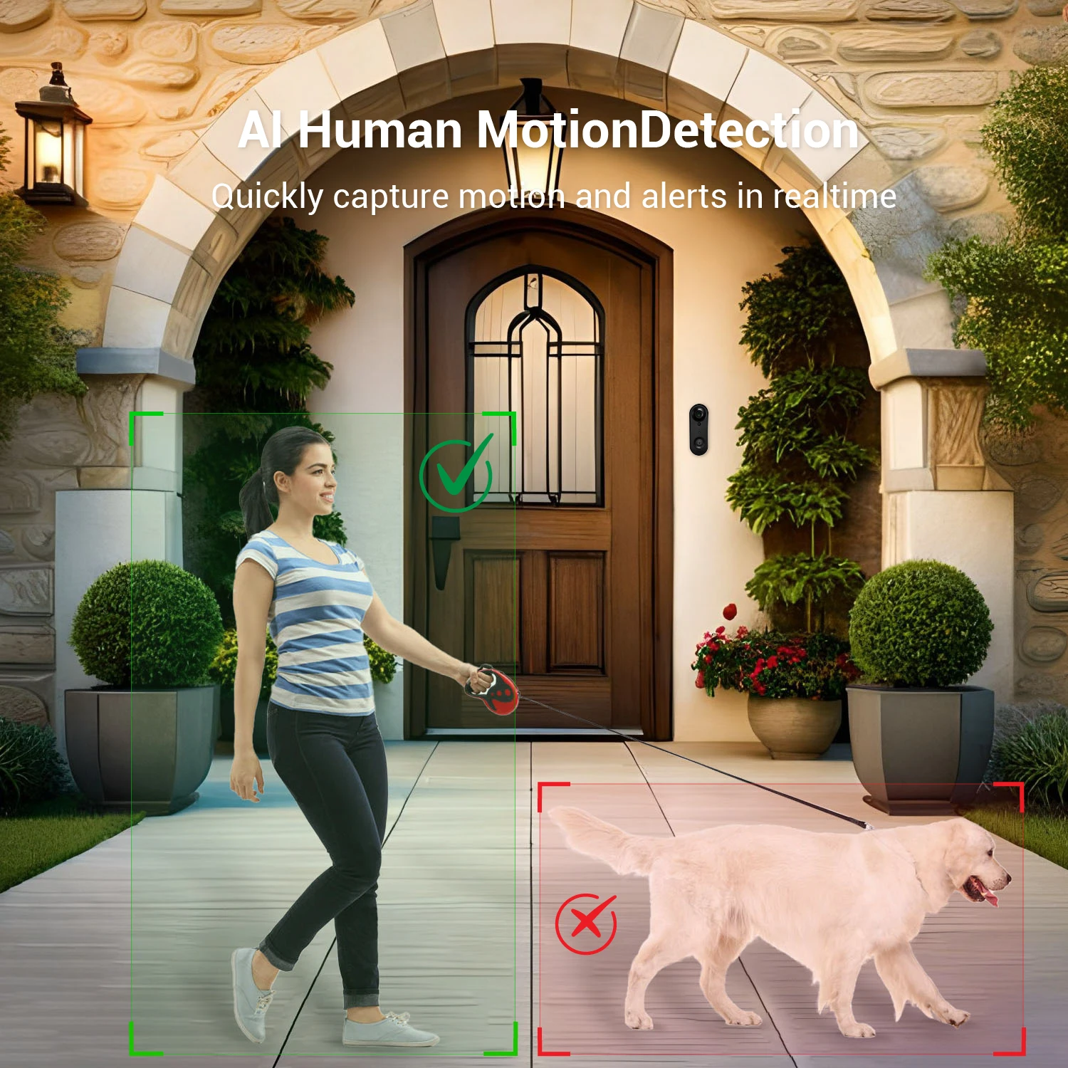 Фото 2 МП 1080P iCam365 APP IP-видеодомофон с питанием от аккумулятора, Wi-Fi, низким энергопотреблением и функцией видеонаблюдения за дверью №4