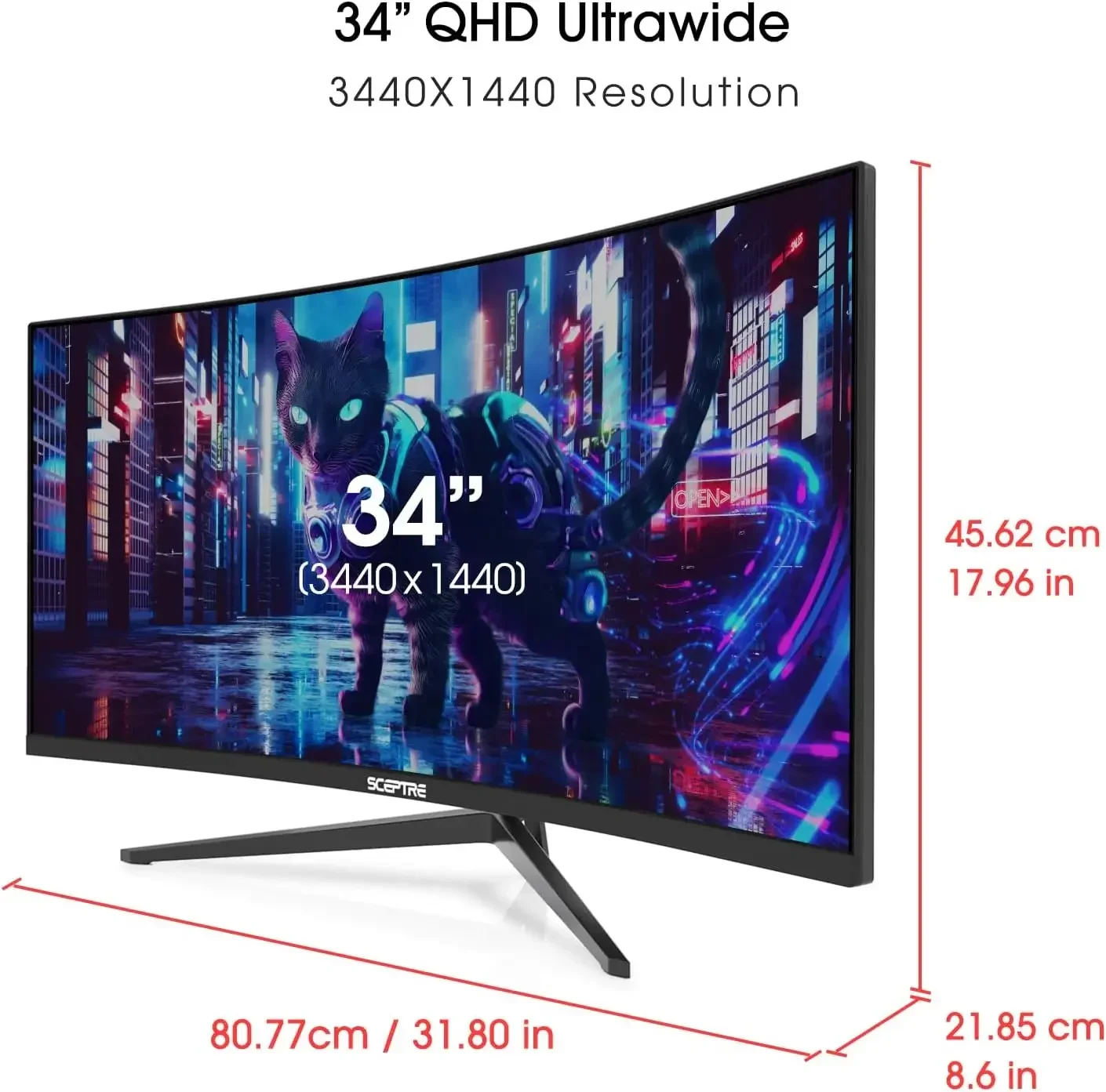 34-дюймовый изогнутый ультраширокий WQHD монитор 3440x1440 R1500 до 165 Гц DisplayPort x2 99% sRGB 1 мс