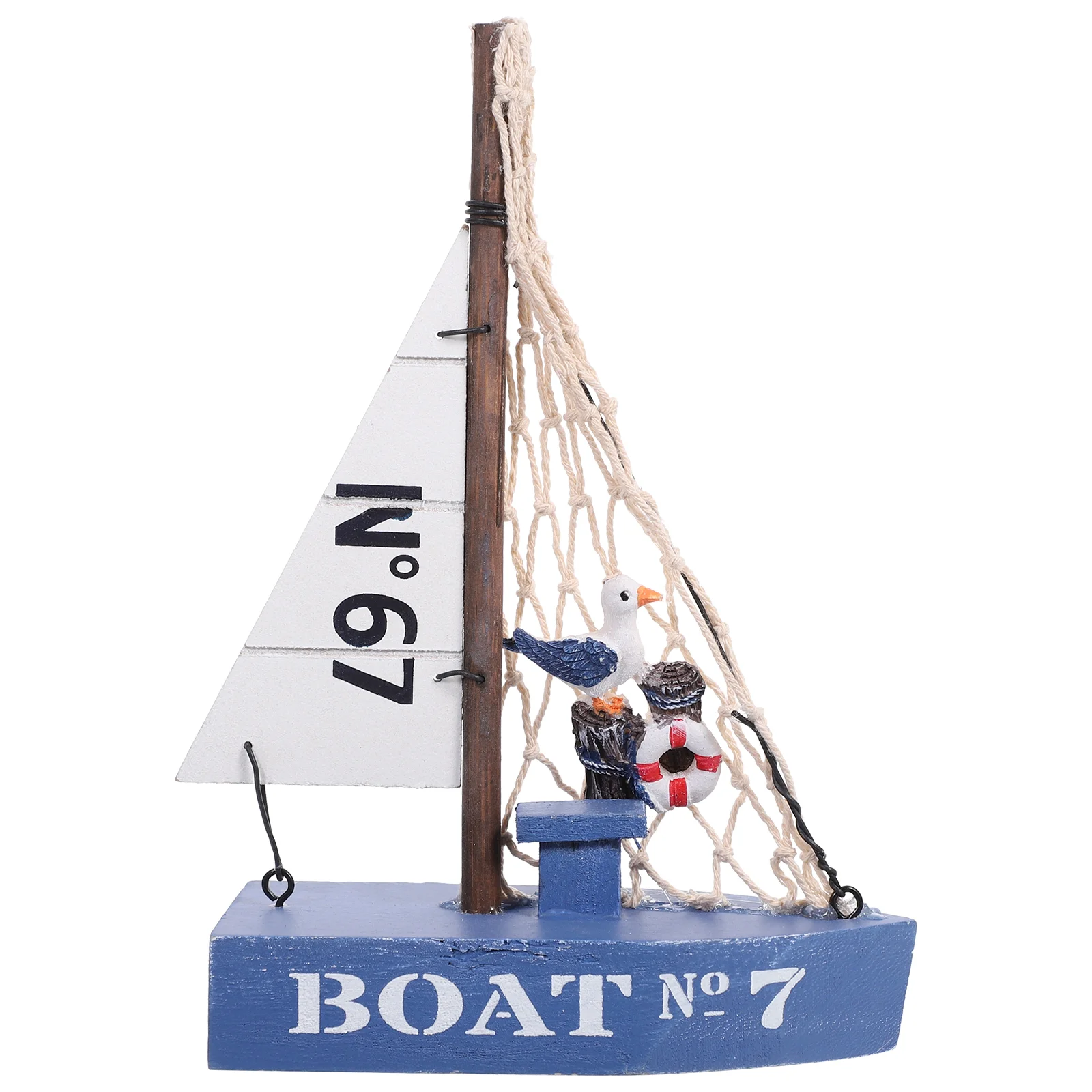 

Sailboat Wooden Model Boat Decor Sailing Ornament Nautical Ship Coastal Wood Ornaments Beach Mediterranean Crafts Figurine Gifts