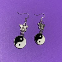 goth jewelry yin yang earrings punk fashion harajuku butterfly dangle earrings for women girl accessories hip hop aesthetic