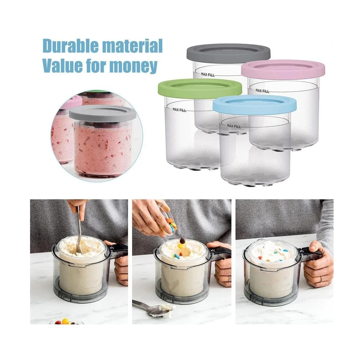 Кружка для мороженого контейнеры с крышками ниндзя Creami NC301 NC300 NC299AMZ