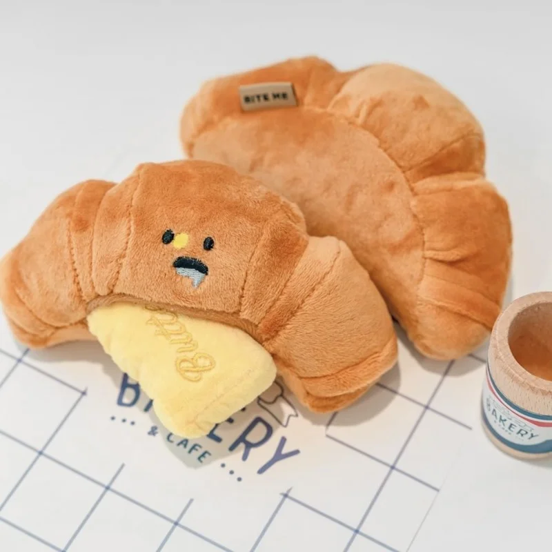 

Pet hidden food toy cat dog croissant sniffing toy kitten puppy plush interactive toy dog chewing cleaning mouth pet supplies