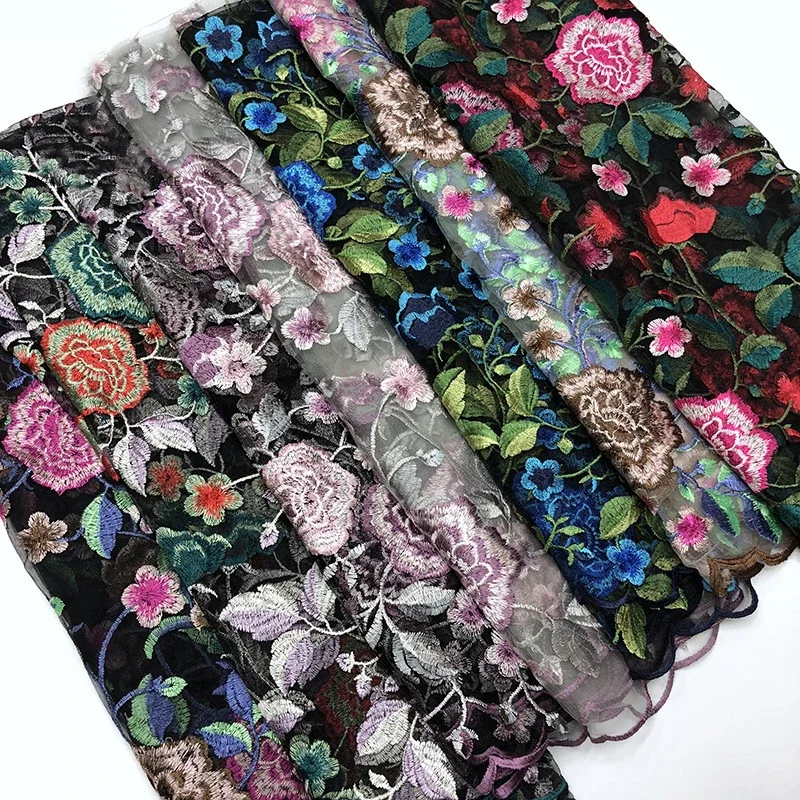 Кружевная ткань с 3D вышивкой пиона кружевное прозрачное Сетчатое Тюлевое платье