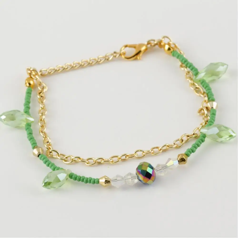 

Двойной браслет-цепочка с кристаллами