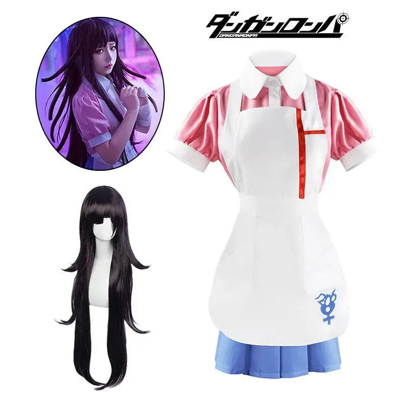 

Костюм для косплея аниме Danganronpa 2 Mikan Tsumiki костюм горничной костюм для Хэллоуина Dangan Ronpa рубашка юбка фартук повязка парик костюм костюмы