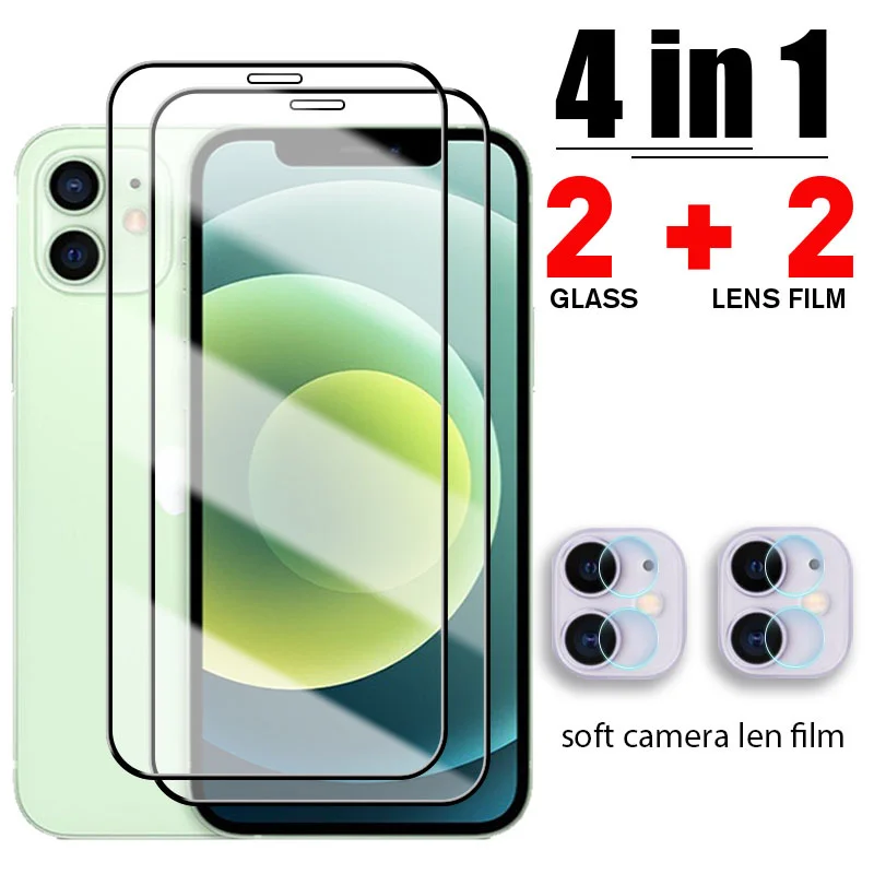 

4in1protective glass for iphone 12 i12 pro max 12 mini lens film screen protector glass for iphone 11 i11 pro max x xs xr xs max