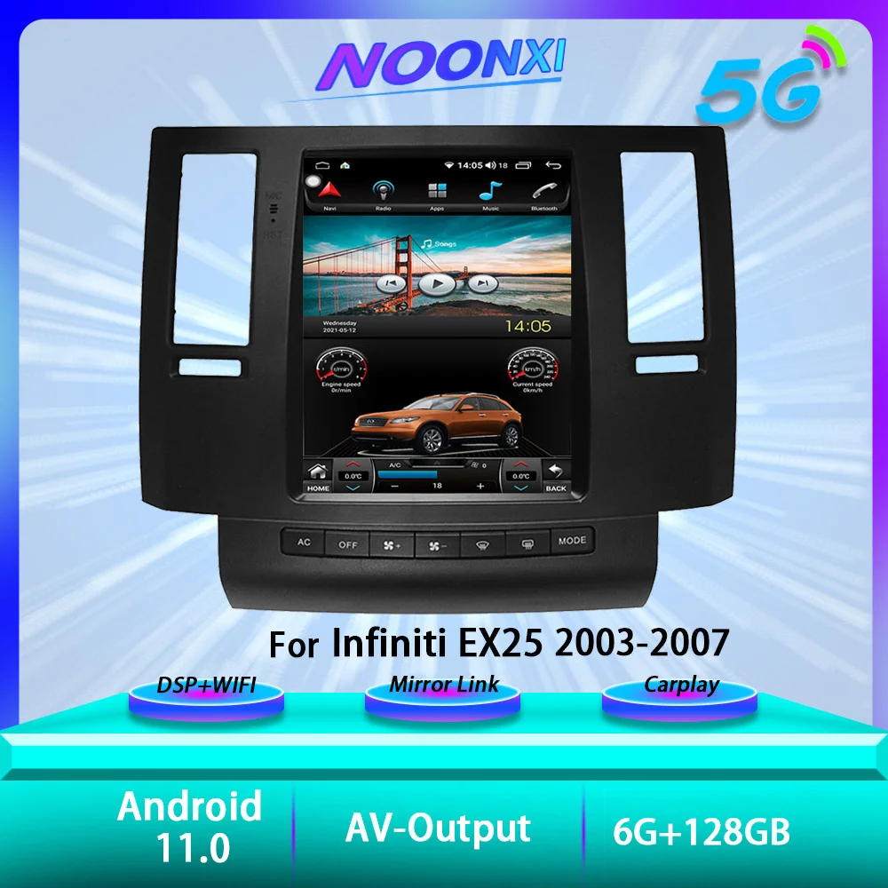

6+128GB For Infiniti FX35 2003-2008 Tesla Screen Android 11 Car Radio Stereo Multimedia Player GPS 5G Navigation Head Unit 2Din
