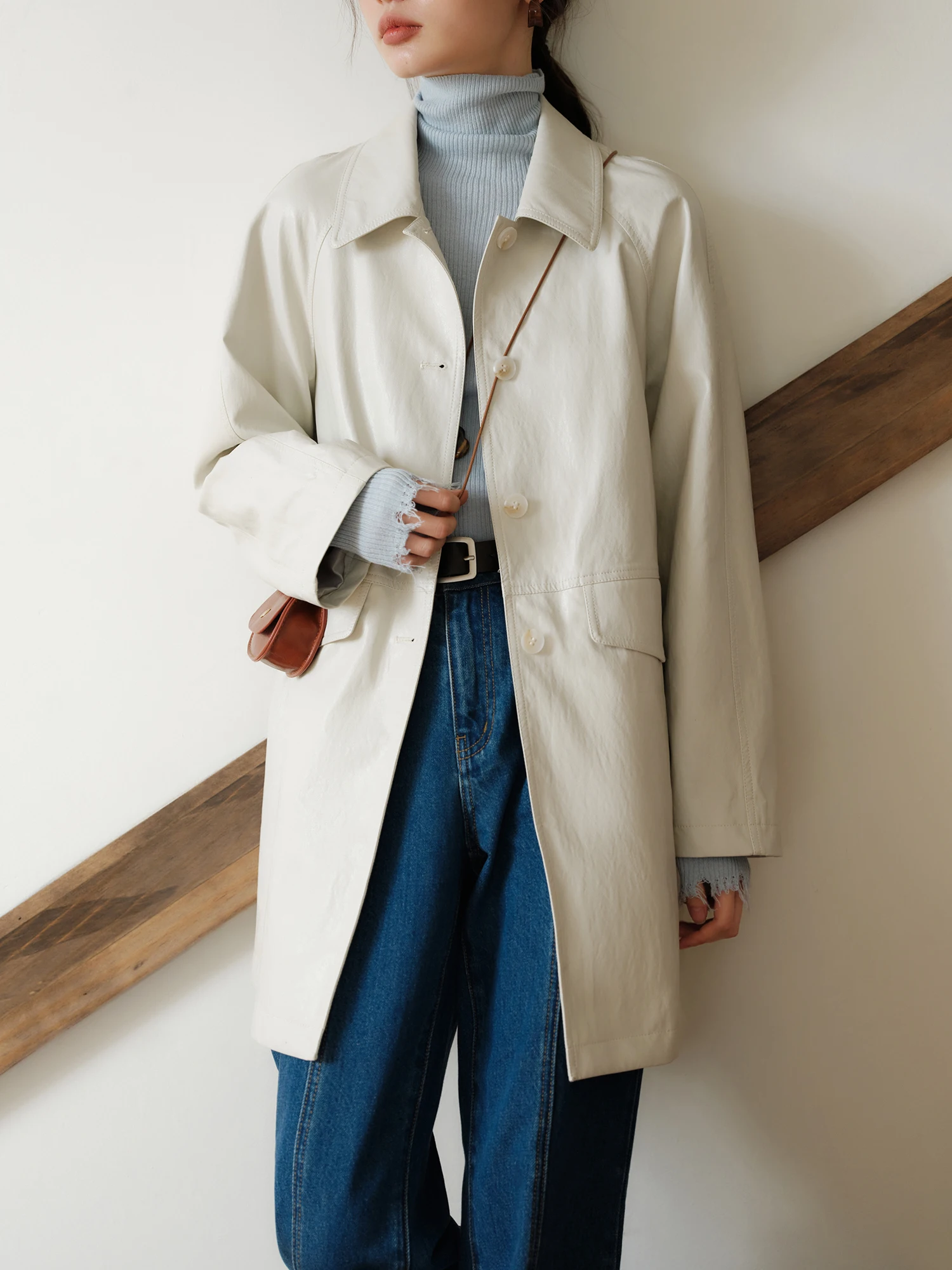 Куртка ZIQIAO Petite из искусственной кожи в американском ретро-стиле женская верхняя