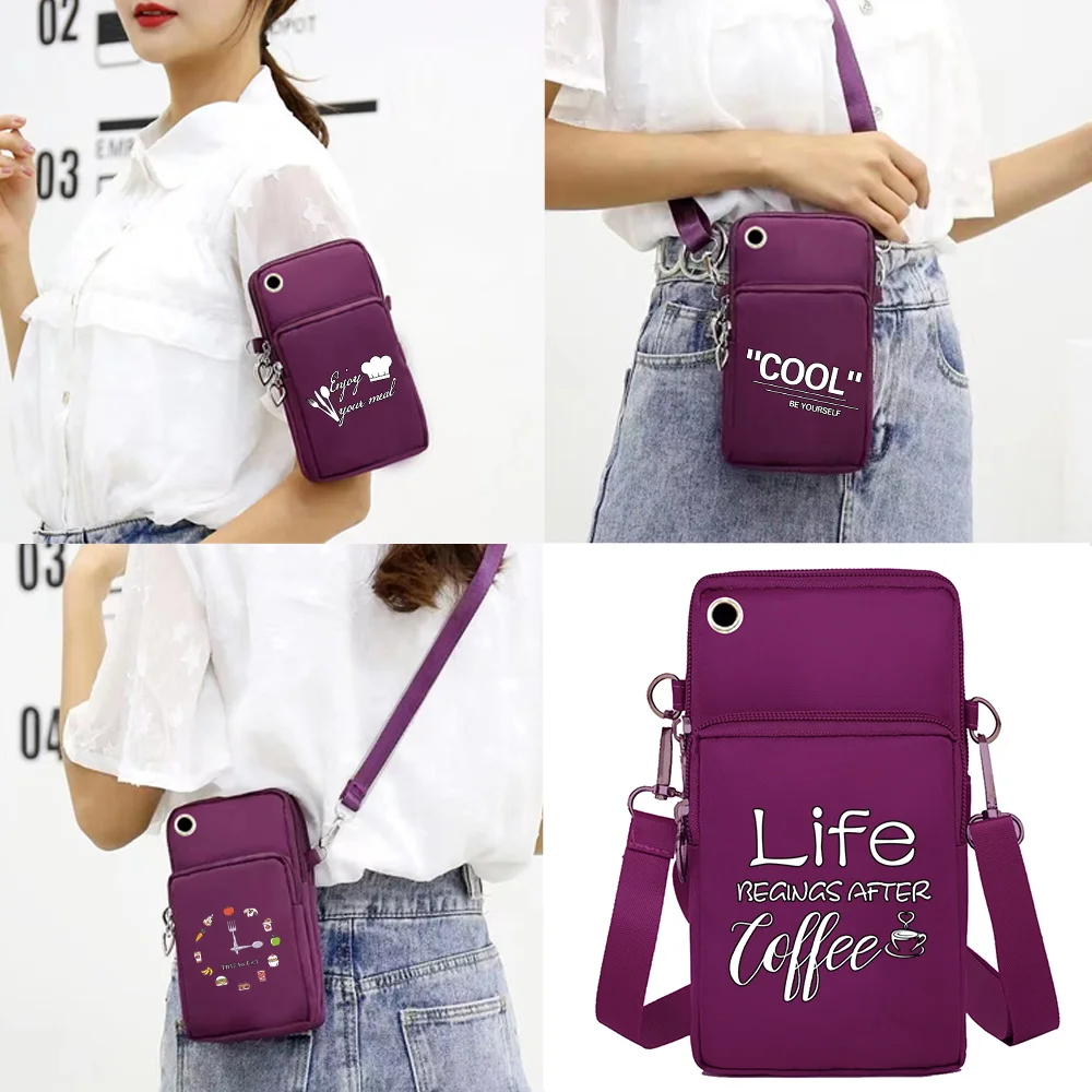 

Mobile Phone Bags Arm Packet Women Shoulder Bag Wallets for Apple/Huawei/Xiaomi Cell Phone Storage Pouch Food Print Wrist Pack