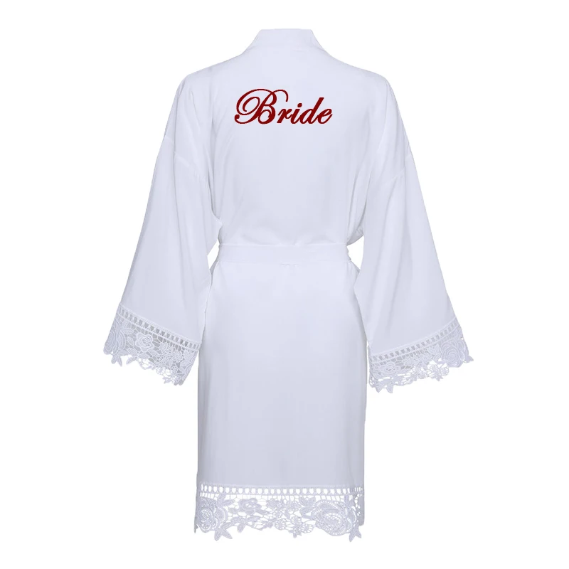 Rayon Cotton Robe Lace Robe Bride Robe Wedding Party Bridesmaid Bride Dressing Gown Bridal Bathrobe Burgundy White Print