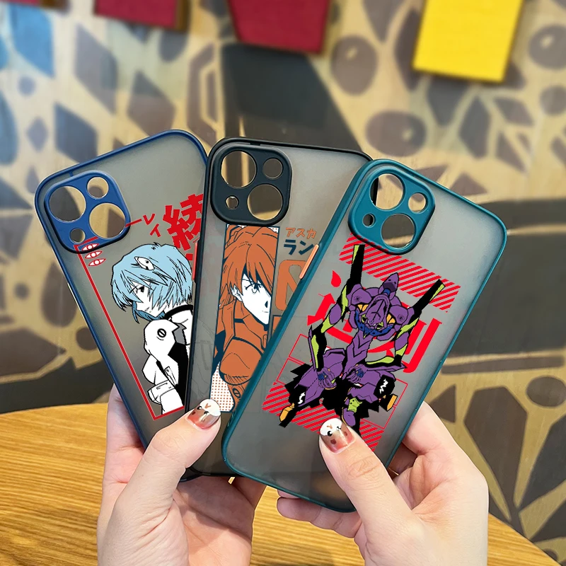 

Neon Genesis Evangelion For Apple iPhone 13 12 11 Mini XS XR X Pro MAX 8 7 6 Plus Frosted Translucent Soft Cover Phone Case
