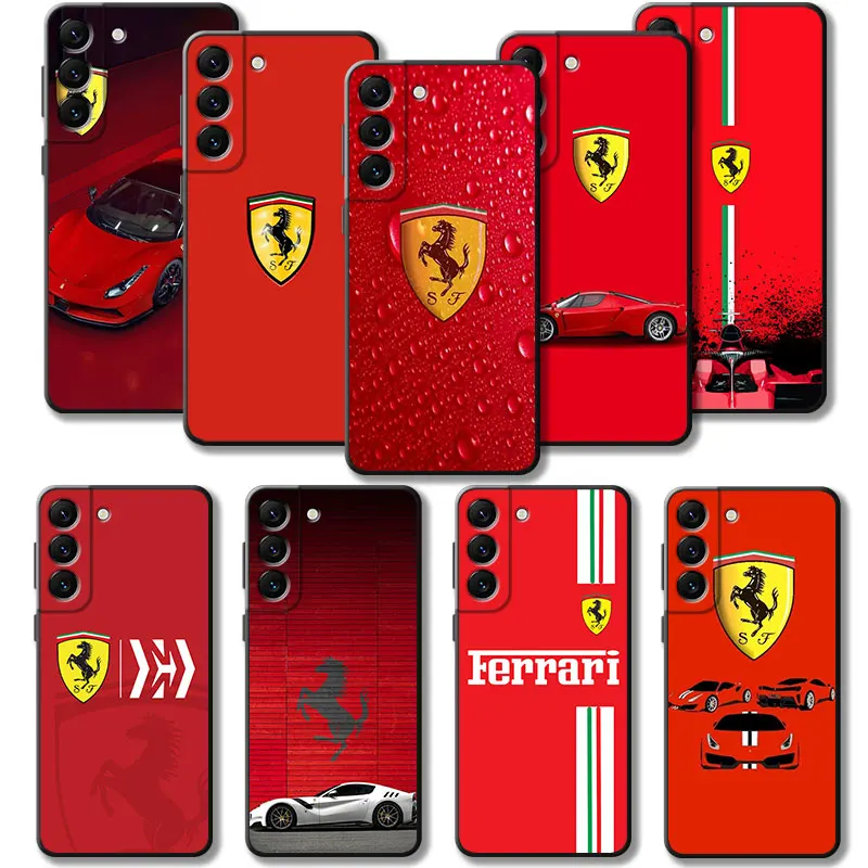 

Red Supercar Ferrari Logo Sports Case For Samsung Galaxy S23 S22 S21 S20 FE Ultra S10 S9 S8 Plus Note 20Ultra 10Plus Phone Cover