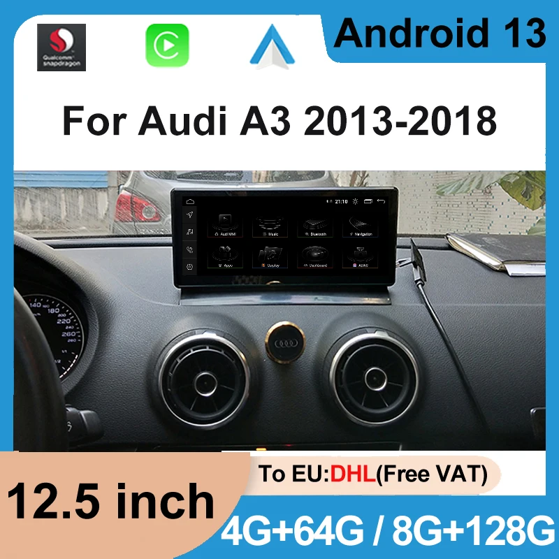 12 5 дюймовый Android 13 автомобильный мультимедийный плеер для Audi A3 2013 -2018 Snapdragon GPS Navi