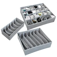 3pcsset foldable drawer organizers storage box case for bra ties underwear socks scarf drawer organizers gray