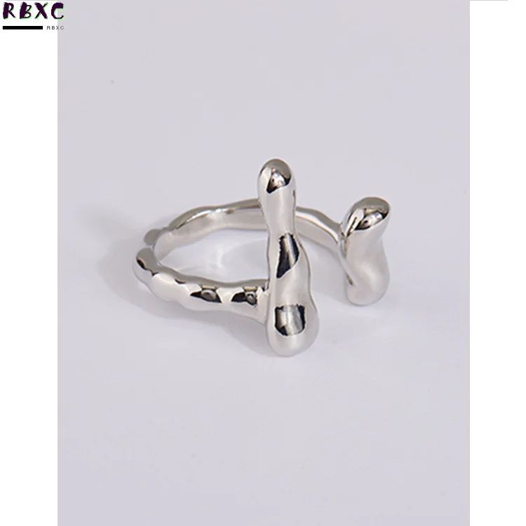 

Korea S925 sterling silver simple irregular wavy texture ring women's fashion personality ins fashion net red silver jewelry