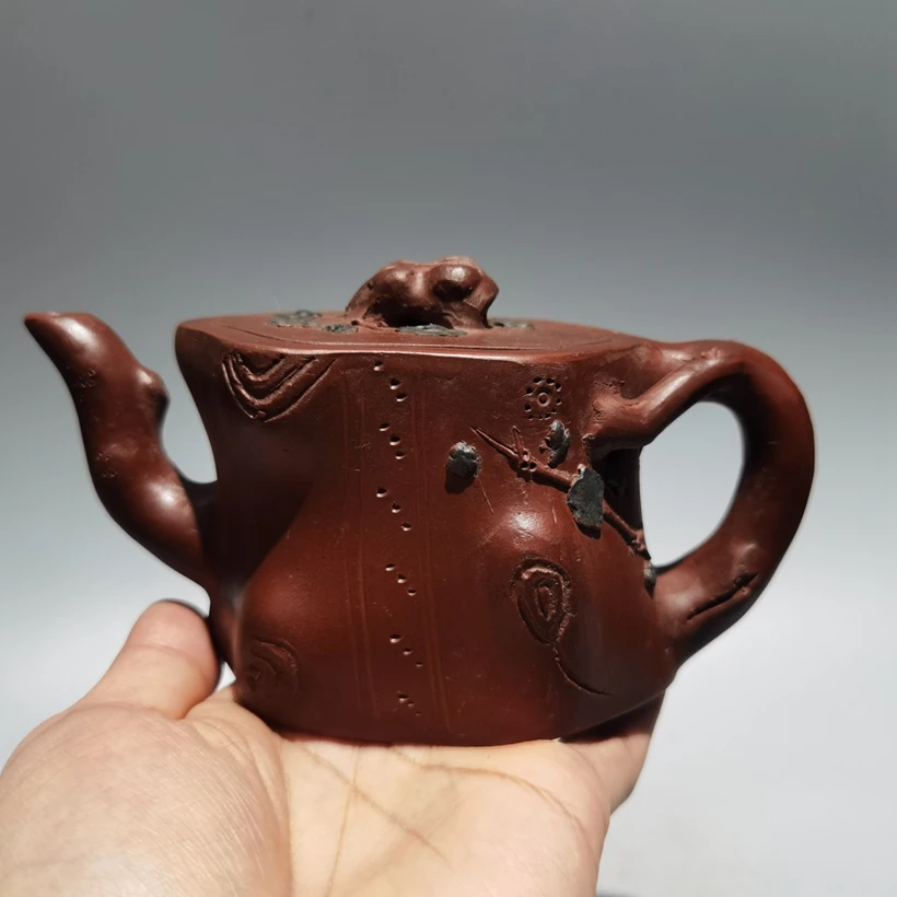 Chinese Yixing Tea Pot Handmade Red Clay Tree Segment Teapot Shao Junyao 280CC