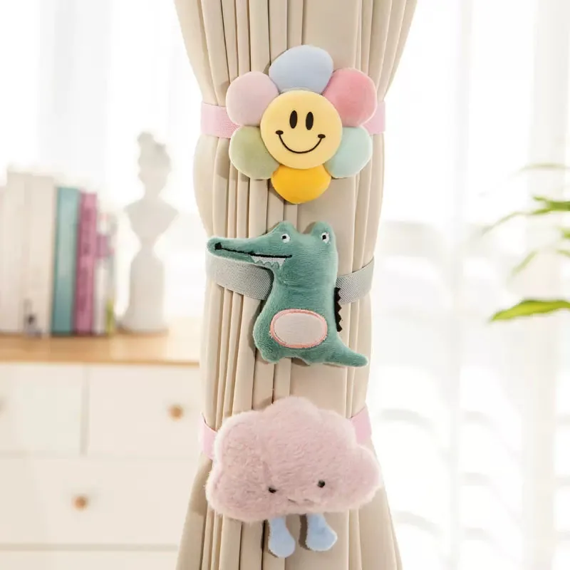 

2PCS Creative Cartoon Curtain Tiebacks Strap Children's Room Curtain Buckle Simple Modern Doll Tie Rings Curtain Accessories