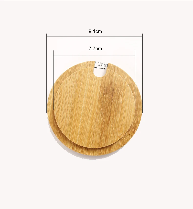 1pcs Bamboo Mug Cover with Stirring Hole Glass Lid Natural Material Jar Lid  Sealed Stopper Cups Mat Tea Cup Top Cover images - 6