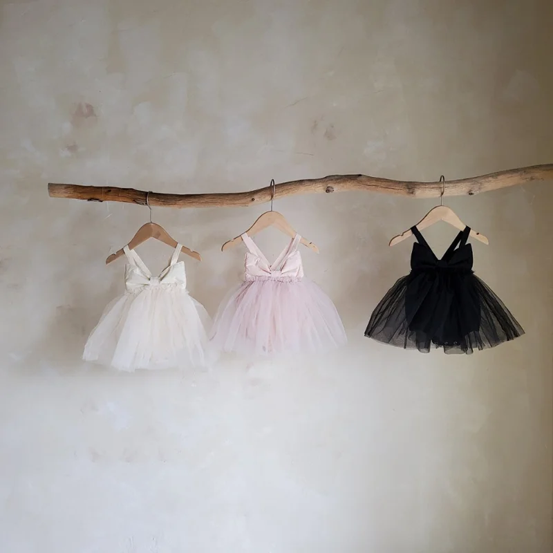 

2023 Newborn Baby Girl Princess Suspender Tutu Romper Dress Bow Child Gauze Vestido Birthday Party Ball Gown Baby Clothes 0-5Y