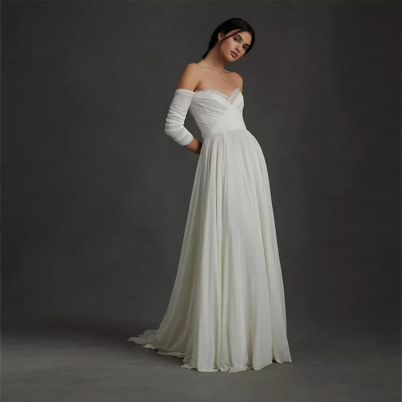 

Женское свадебное платье It's yiiya, белое кружевное платье с рукавами три четверти и аппликацией на лето 2019