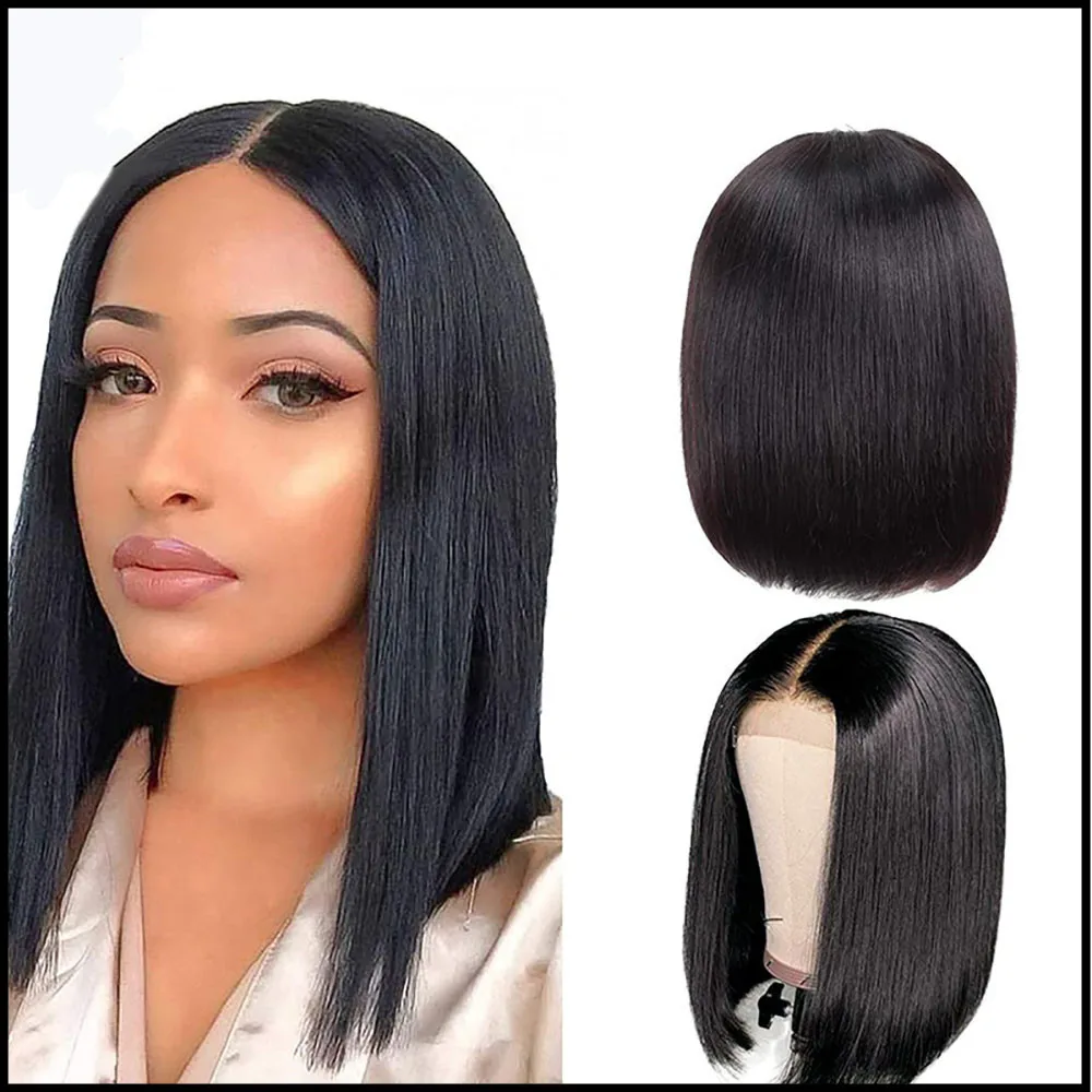 natural color Straight Bob Wigs 13x1 Lace Human Hair Wigs for Women