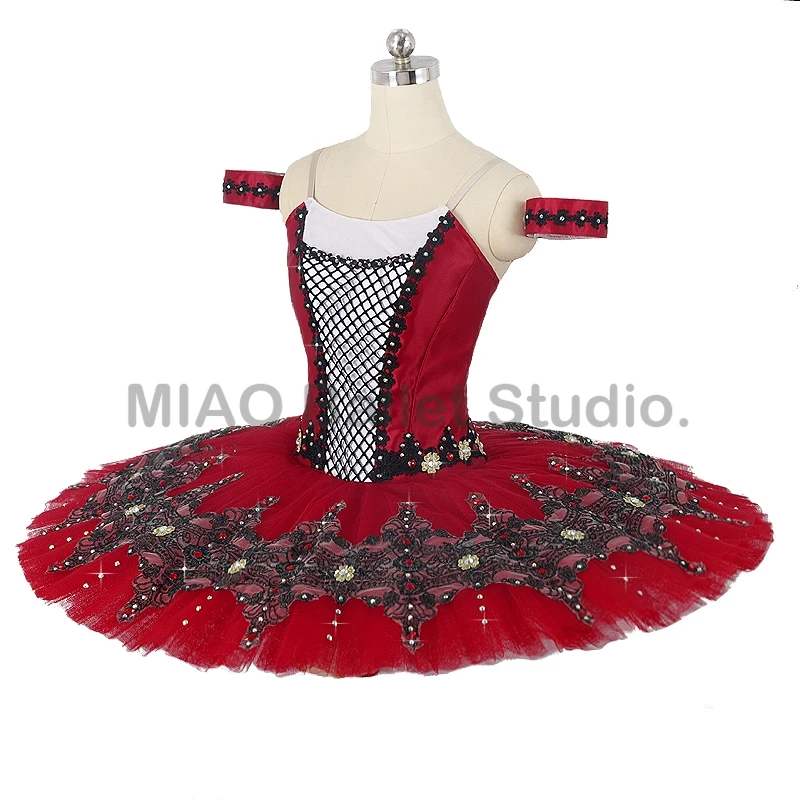 Женская атласная балетная пачка бордовая черная для соревнований