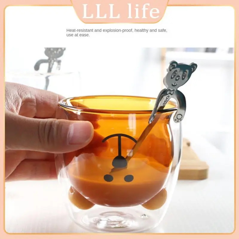 

Heat-resistant Glass Cup Cute Drink Mug Wine Glasses Double-layer Bear Coffee Cups Drinkware Breakfast Milk Cup Transparent