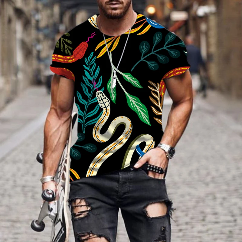 Футболка Мужская/женская с 3D-принтом змеи и круглым вырезом