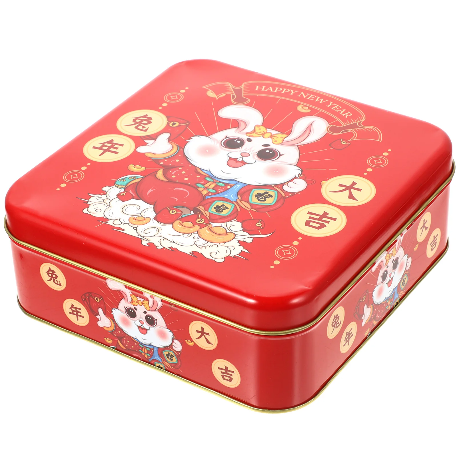 

Box Cookie Tins Tin Candy Tinplate Year New Gift Favor Container Metalcookieschinese Lids Packing Christmas Tea Square Rabbit