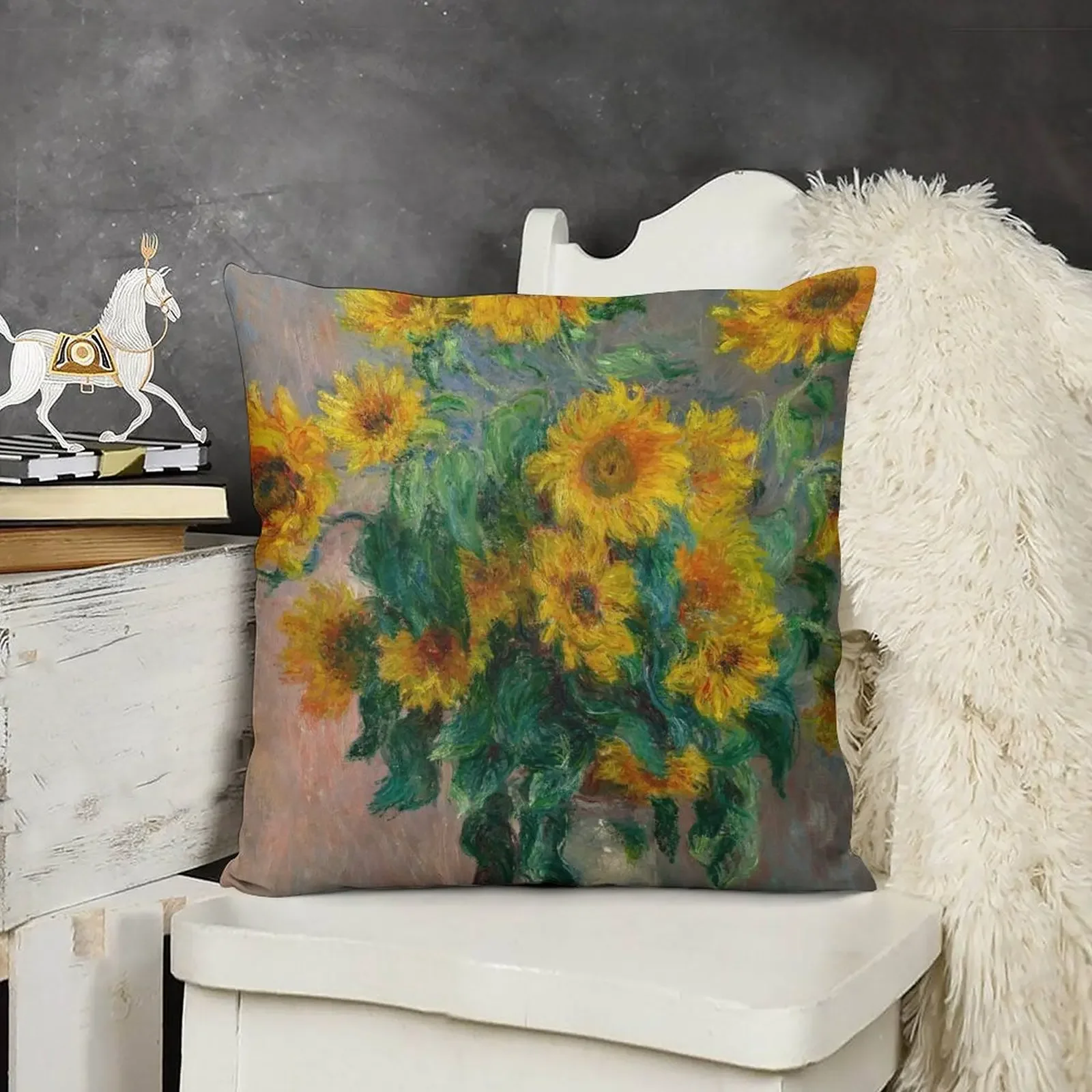 Клод Моне - Букет подсолнухов Французская живопись Турнесols Пледы Наволочки Для