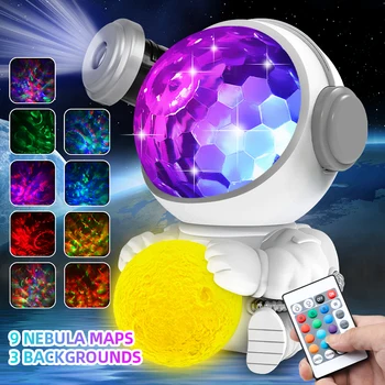 Astronaut RC Night Light LED Galaxy Projector Star Sky Projection Lamp Bedroom Decoration Slides Luminaire Home Room Decor Kids