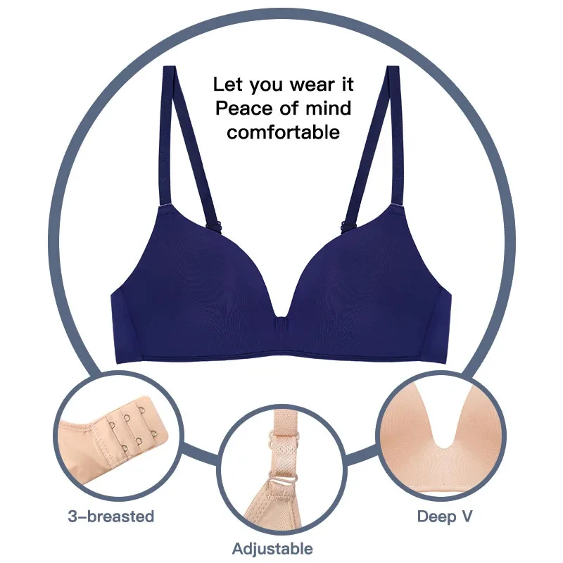 1PCS Seamless No Wire Bra Underwear For Women Sexy Solid Color Three-quarter Cup Breathable Brasiere Girls Gathered Lingerie